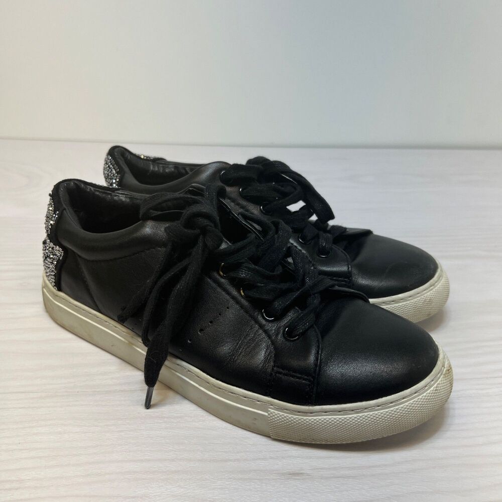 Lola Cruz Wink Smiley‎ Face Silky Rhinestone Embellished Sneakers Black 39 /8.5